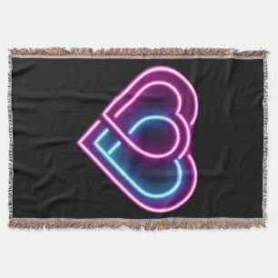 Neon pink/blue heart Valentine's day mug Throw Blanket