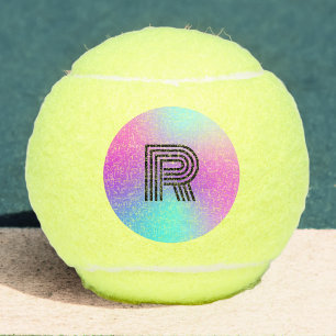 Neon Pink Blue & Purple Ombre Monogram Tennis Balls