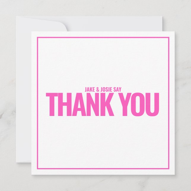 Neon pink bold thank you card (Front)
