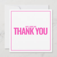 Neon pink bold thank you card