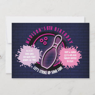 NEON PINK BOWLING BALL ROUND Birthday Party