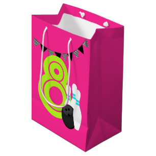 Neon Pink Bowling Birthday Gift Bag