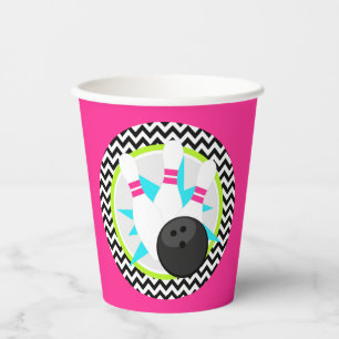 Neon Pink Bowling Paper Cups