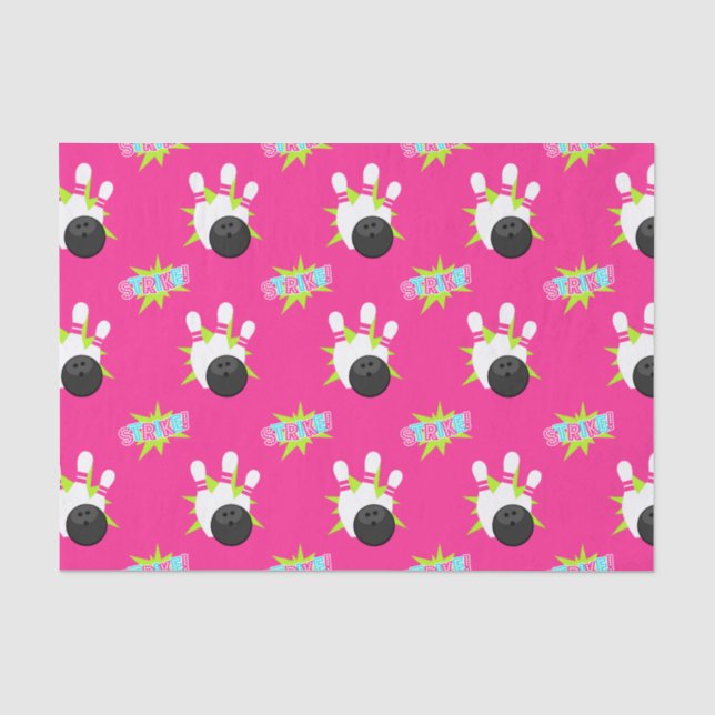 Neon Pink Bowling Party Tissue Paper (Front)