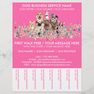 Neon Pink Breeds Dog Walker Service Flyer