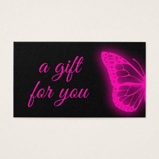 neon pink butterfly design gift card (Front)