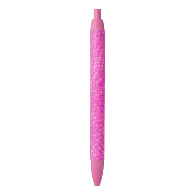 Neon Pink Champagne Pop Bubble Wrap Red Ink Pen (Front Vertical)