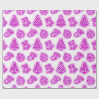 Neon Pink Christmas on White Wrapping Paper