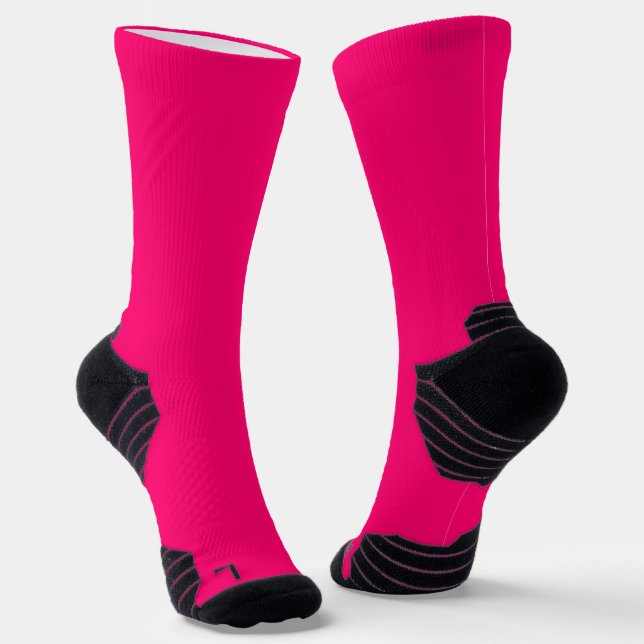 Neon Pink Crew Socks for Women – Customisable (Angled)