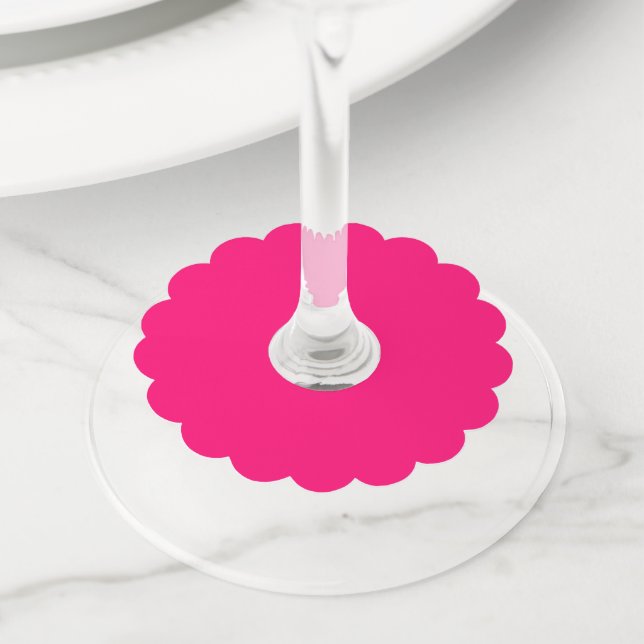 Neon Pink Customisable Wine Glass Tags (Close Up)