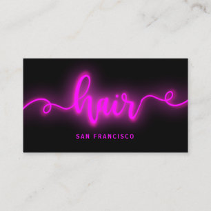 neon pink effect hair stylist Business Card
