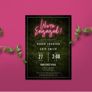 Neon Pink Engagement Party Invitation