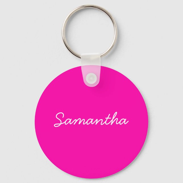 neon pink fashion monogram  key ring (Front)