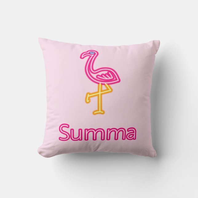 Neon Pink Flamingo Summa (Summer) Cushion (Front)