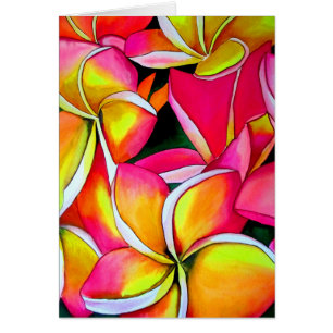 Neon pink Frangipani Plumeria Beach art flowers