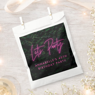 Neon pink funky modern lets party favour bag