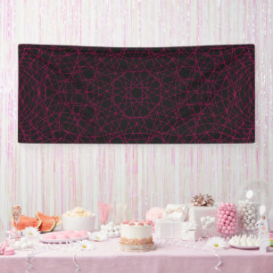 Neon Pink Geometric Mesh Black Banner – Customise