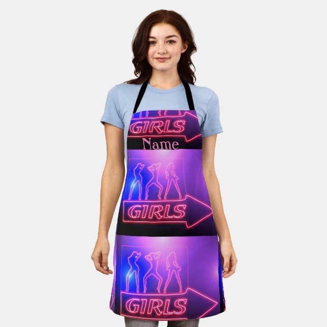 Neon Pink Girls Sign Thunder_Cove  Apron (Worn)