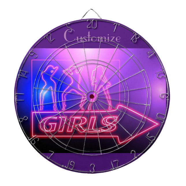Neon Pink Girls Sign Thunder_Cove Dartboard (Front)