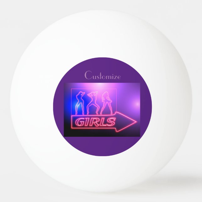 Neon Pink Girls Sign Thunder_Cove  Ping Pong Ball (Front)