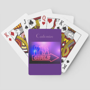 Neon Pink Girls Sign Thunder_Cove Playing Cards