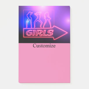 Neon Pink Girls Sign Thunder_Cove Post-it Notes