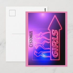 Neon Pink Girls Sign Thunder_Cove Postcard