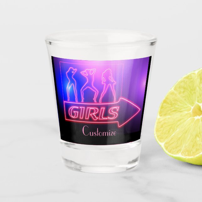 Neon Pink Girls Sign Thunder_Cove Shot Glass (Front)