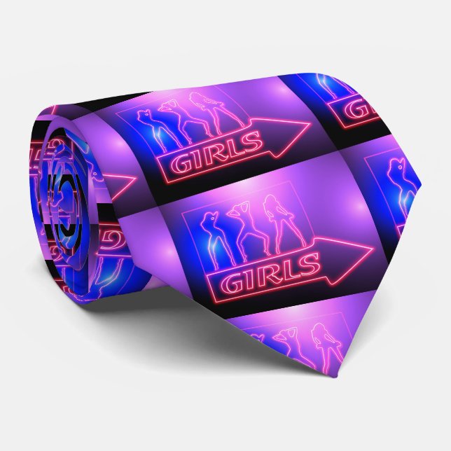 Neon Pink Girls Sign Thunder_Cove   Tie (Rolled)