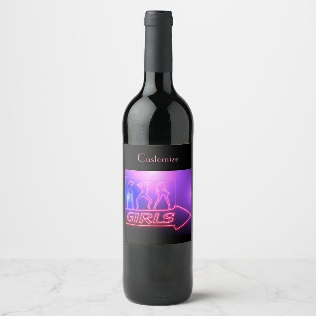 Neon Pink Girls Sign Thunder_Cove   Wine Label (Front)