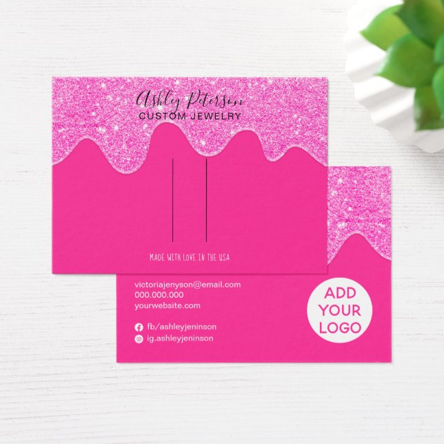 Neon pink glitter drips barrette hair clip display (Desk)