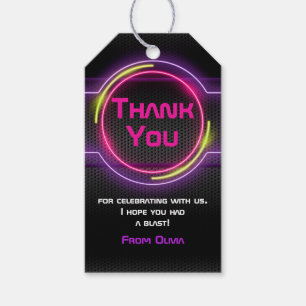 Neon Pink Glow In Dark Party Favour Tag