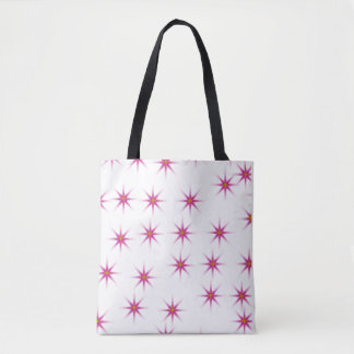 Neon Pink Glowing Stars Pattern Tote Bag