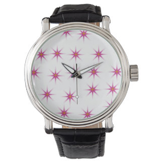 Neon Pink Glowing Stars Pattern Watch