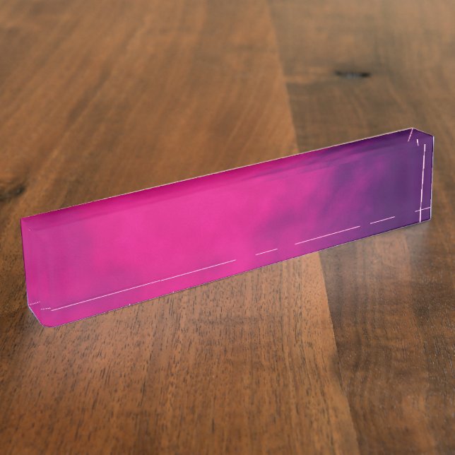 Neon Pink Gradient Desk Nameplate – Customisable (Side)