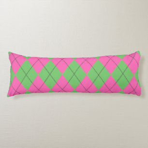 Neon Pink Green Diagonal Geometric Y2K Pattern Body Cushion