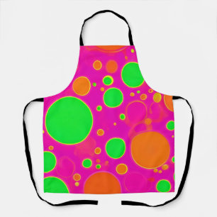 Neon Pink & Green Retro Circle Design Apron