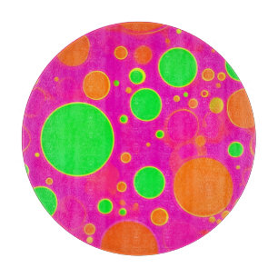 Neon Pink & Green Retro Circle Design Cutting Board