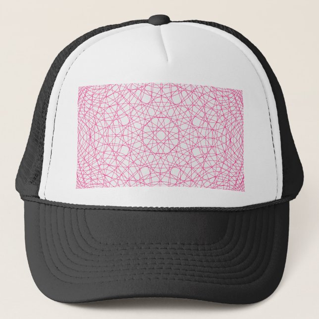 Neon Pink Grid Mandala Trucker Hat – Customisable (Front)