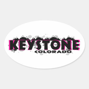 Neon pink grunge Keystone Colorado Oval Sticker