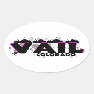 Neon pink grunge Vail Colorado Oval Sticker