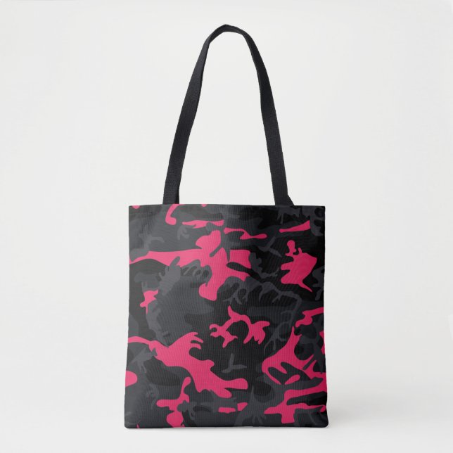 Neon Pink Highlights Camo Tote Bag (Front)