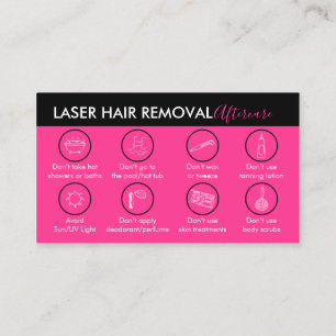 Neon Pink Laser Hair Removal Aftercare Business Card