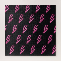 Neon Pink Lightning: Dark Background.