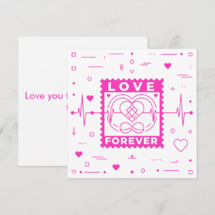 Neon Pink Love Forever Valentine Stamp Holiday Card