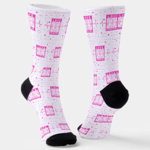 Neon Pink Love Forever Valentine Stamp Socks