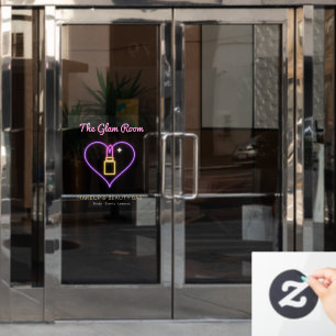 Neon Pink Makeup Beauty Bar Custom Name Window Cli