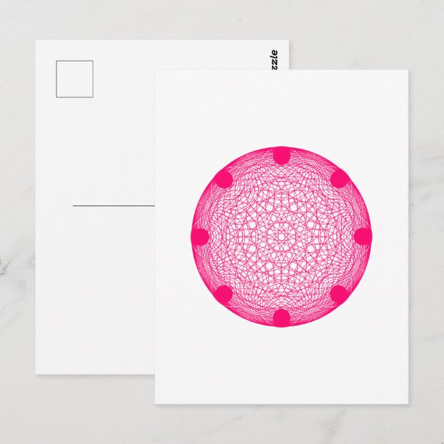Neon Pink Mandala Modern Postcard – Customisable (Front/Back)