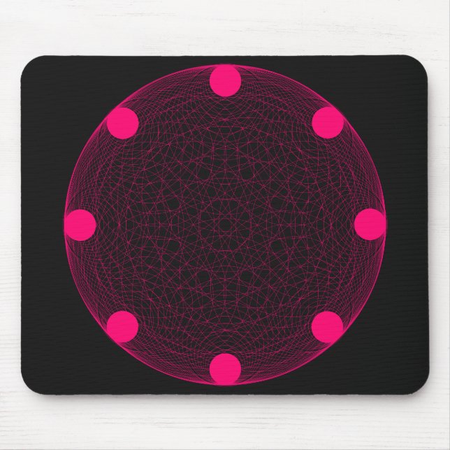 Neon Pink Mandala Mousepad (Black) – Customisable (Front)