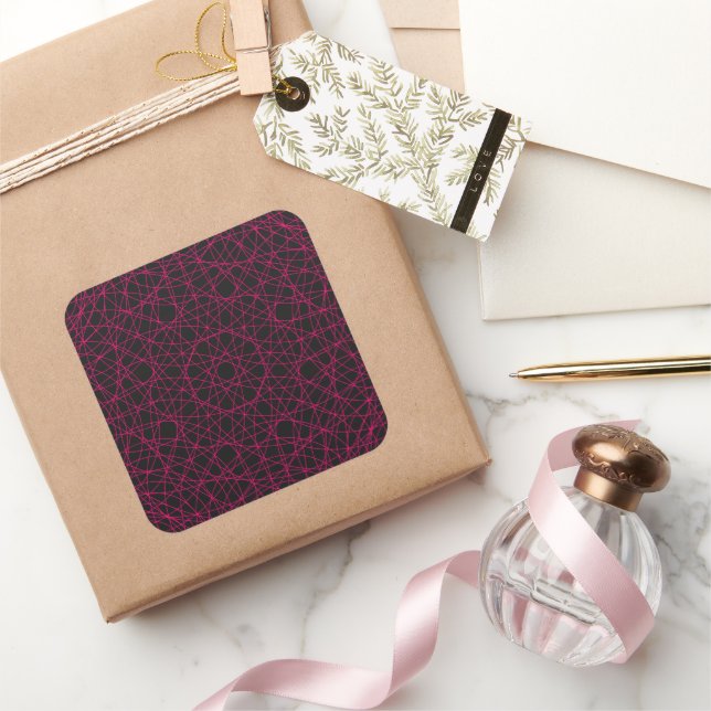 Neon Pink Mandala Square Sticker – Customisable (Gifting)